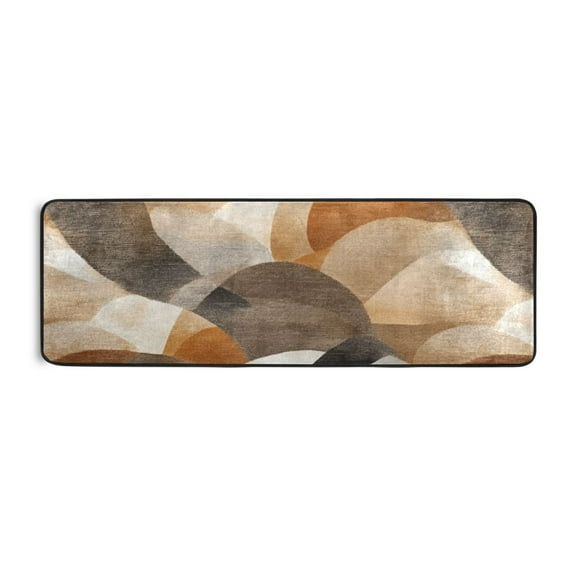 Brown Abstract Art Runner Rug for Hallways Kitchen Non Slip 2'x 6' Washable Hall Carpet for Bedroom Entryway Laundry Room