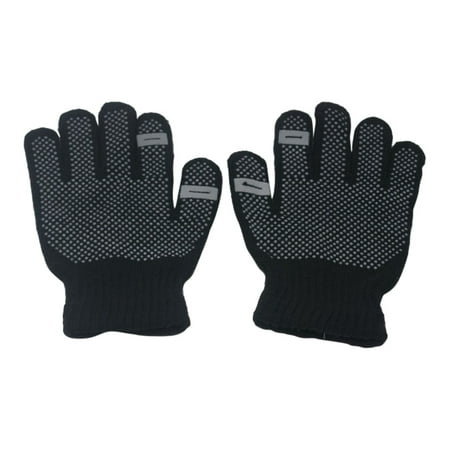 Girls Black Contrast Dotted Winter Gloves
