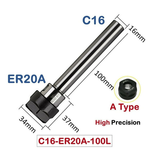 C-8-10-12-16-20-25-Mm Er-8-11-16-20-A Extension de Tige Droite Mini Collier Chuck C16-Er20A Mingyqi