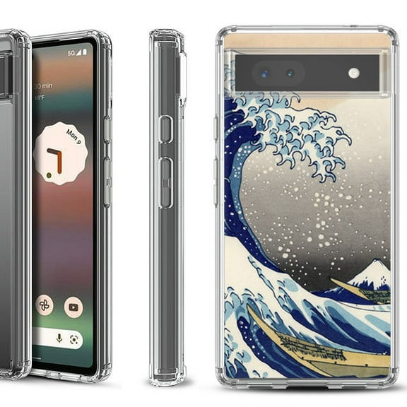 Shockproof Bumper Phone Case for Google Pixel 6a, by OneToughShield ® - Great Wave