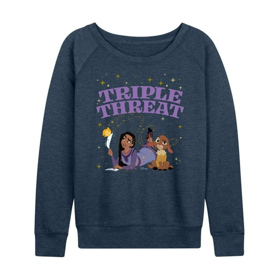 Disney Wish - Triple Threat Asha & Star - Women's Lightweight French Terry Long Sleeve Shirt