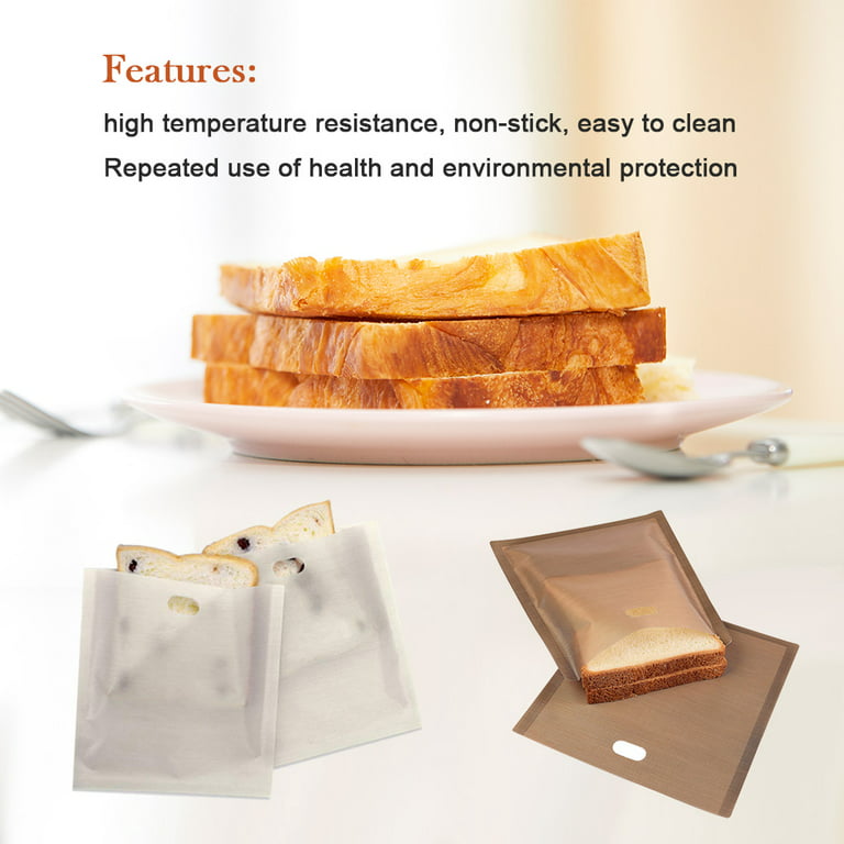 2 Pcs Non-Stick Sandwich Toaster Toast Bags Pockets Reusable Heat-Resistant  New