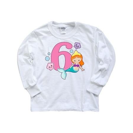 I am 6 years old Birthday with Mermaid Youth Long Sleeve T-Shirt