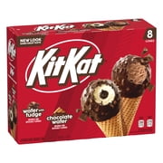 Kit Kat Frozen Dairy Dessert Cones, Wafer with Fudge & Chocolate Wafer, 8 Count