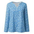 thumbnail image 3 of MKLEKYY Playeras Oversize Blusa De Otoño Con Botones Y Cuello En V Y Manga Larga Acampanada Para Mujer Talla L, 3 of 3