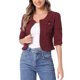 thumbnail image 1 of CHAQUETA DE JEAN CORTA SIN CUELLO PARA MUJERES CON MANGAS 3/4 EN FUSCIA TAMAÑO S, 1 of 6