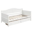 thumbnail image 4 of Kepooman Twin Size Wooden Daybed with 2 Drawers for Bedroom Living Room, 78.2"L x 42.3"W x 35.4"H, White, 4 of 16