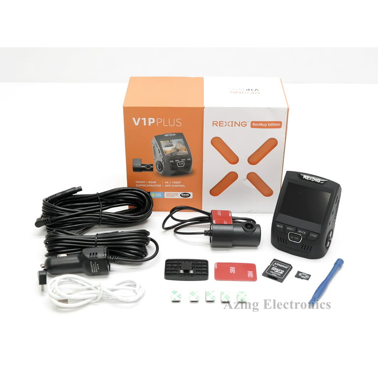 Rexing - V1P Plus 4K UHD Front and Rear Dash Cam with Wi-Fi - BLACK.