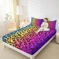 thumbnail image 4 of Manfei Colorful Leopard Print Queen Sheet Sets,Jungle Animal Cheetah Flat Sheet,Pink Purple Yellow Blue Queen Fitted Sheet For Girls,Microfiber Bedroom Decor,4pcs, 4 of 7