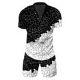 thumbnail image 3 of Fimkaul Mens Summer 2 Piece Outfits Short Sets 3D Suit Shorts Beach Tropical HawaiianSS Body Sports Shorts Suit Sports Suit Short Sleeve Tracksuits Black 4XL, 3 of 5