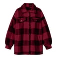 thumbnail image 4 of Womens Fleece Jacket Button Down Plaid Flannel Outerwear with Pockets Collar Warm Coat for Winter Weekend Wear Casual Fall Winter Outerwear, 4 of 9
