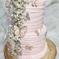 thumbnail image 4 of Parte superior de la tarta de mariposa, parte superior de la tarta de metal dorado con la frase "Feliz cumpleaños", decoración para fiesta de tarta de cumpleaños de niña, 4 of 7