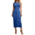 thumbnail image 2 of BUWTTER Dresses for Women Summer Casual Sleeveless with Asymmetric Waist Elegant Daily Wear Tunic Ruffle Midi Blue Dress L, 2 of 5