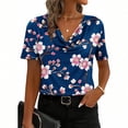 thumbnail image 2 of Otvok Women'S Tops Solid Color Fashionable Pile Collar Breathable Summer Short Sleeved Casual T-Shirt, 2 of 6