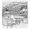 thumbnail image 2 of Ambesonne Modern Shower Curtain, Restaurant Bar Art Sketch, 69"Wx70"L, Black White, 2 of 4