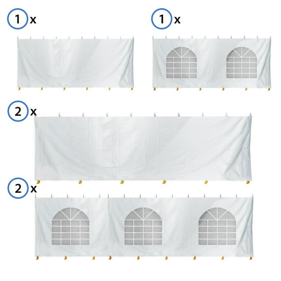 TentandTable Standard Sidewall Kit for 7 ft Sides, White, 20 ft x 60 ft