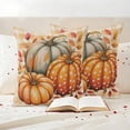 thumbnail image 3 of Burnt Orange Pumpkin Fall Outdoor Waterproof Pillow Covers, Checkered Thanksgiving Botanical Decorative Square Throw Pillowcase Sofa Cushion Sham for Patio/Couch/Chair, 20"x20" 2 Pack, 3 of 8