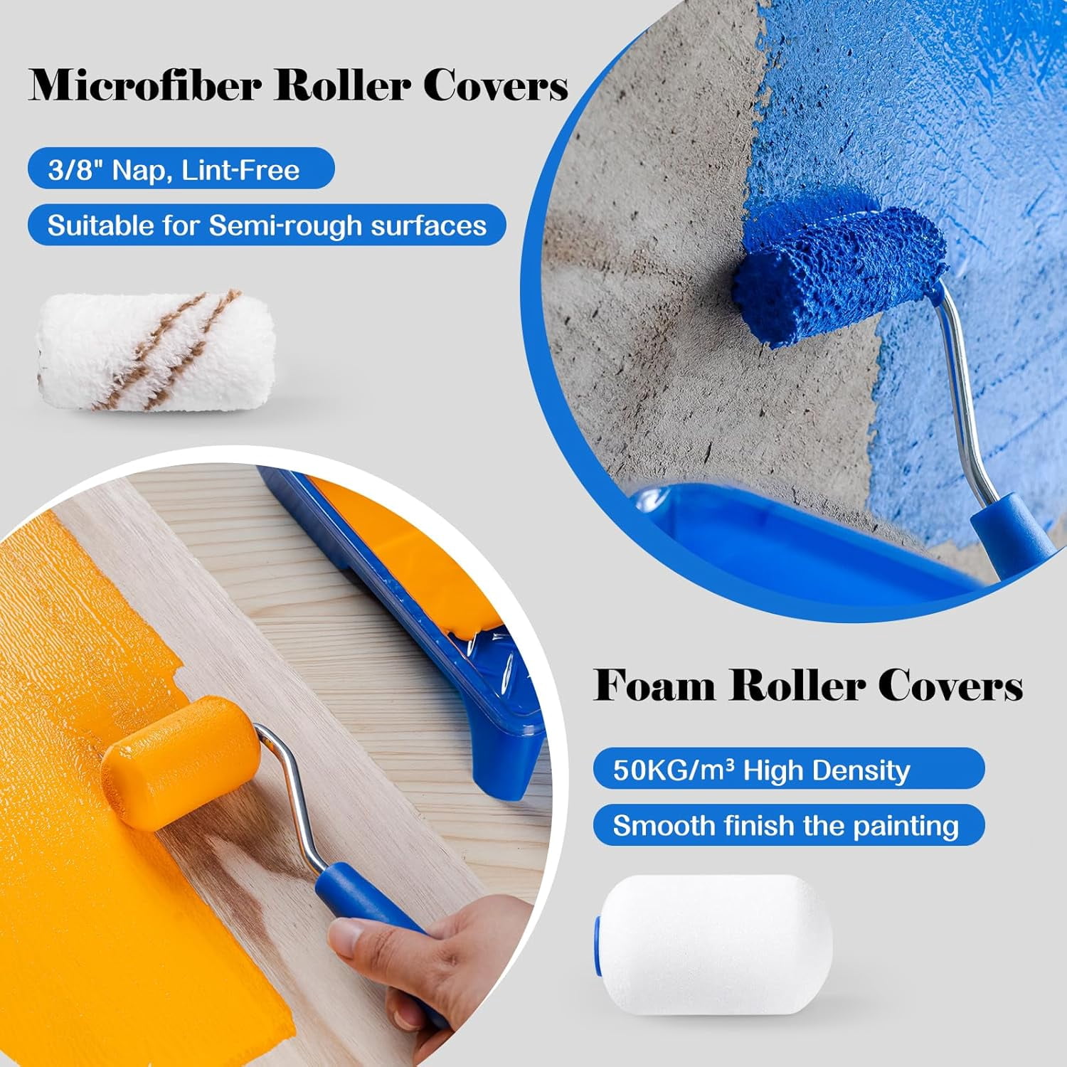 Paint Roller Kit, 25 Pack, 2 Inch Foam Paint Roller, Small Paint Rollers, Paint Roller Tray Liners, Sponge Brush with Plastic Sheeting, Mini Rollers for Painting Furniture