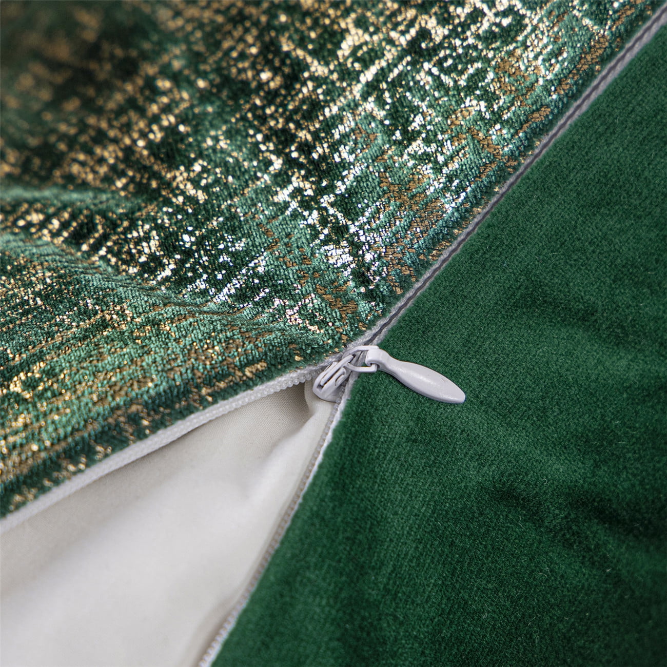 Phantoscope Bronzing Gold Foil Printed Cut Pile Velvet with Gilding Metallic Shiny Decorative Throw Pillow, 12" x 20", Green, 2 Pack