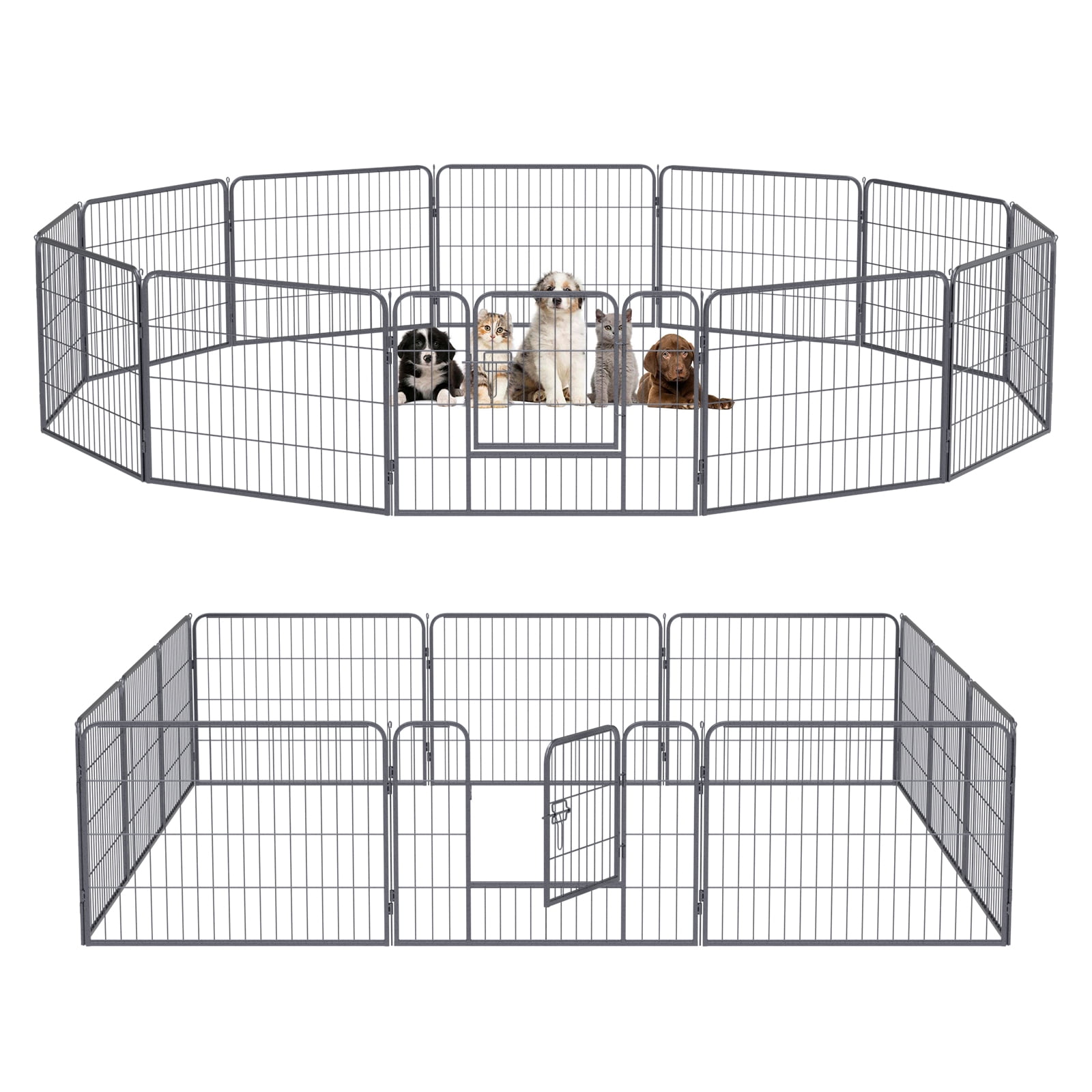 Qianruida Dog Playpen 12P24"H Dog Fence with Door Dog Exercise Pen for