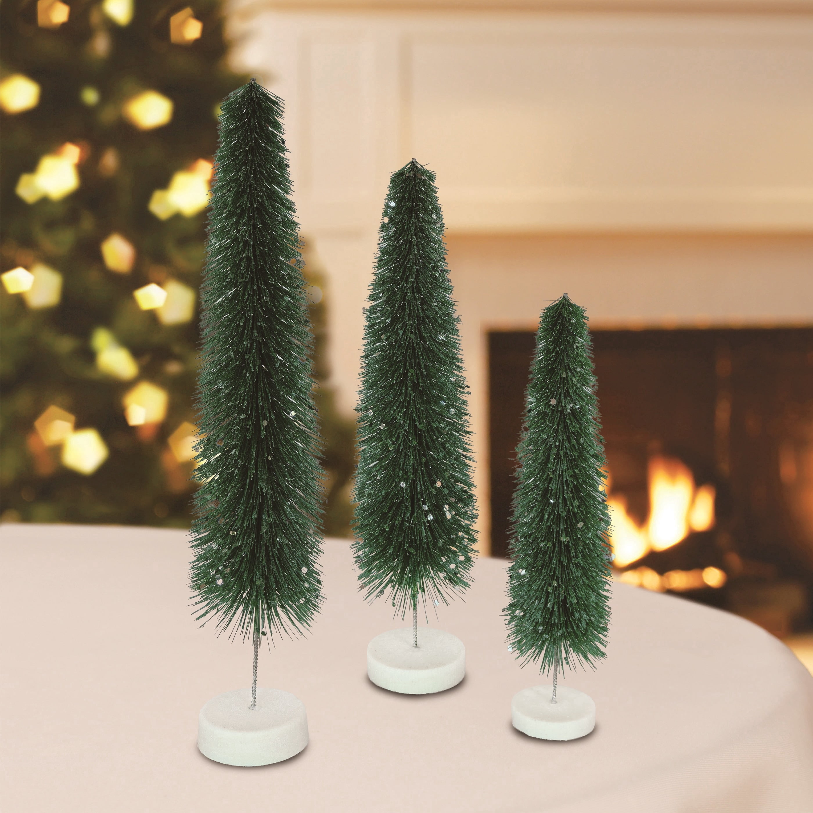 3-Piece Christmas Village Tree Set, Green, by Holiday Time