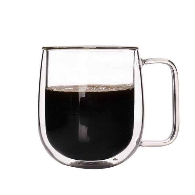 DEBGFS Liquidation! Tasse à Café en Verre Isolée à Double Paroi, Tasses à Café en Verre à Double Couche avec Poignée