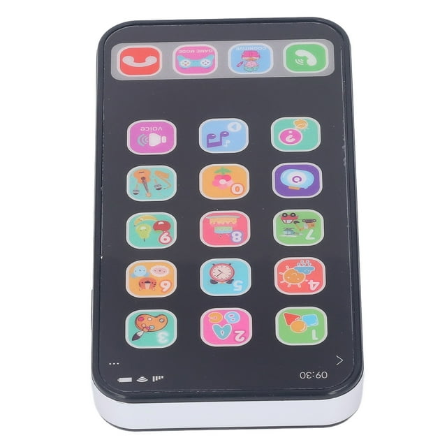 Fake Phone Toy, Educational Light Up Play Phone Baby Cell Phone Toy Interactive With Music For Home For Toddlers Black