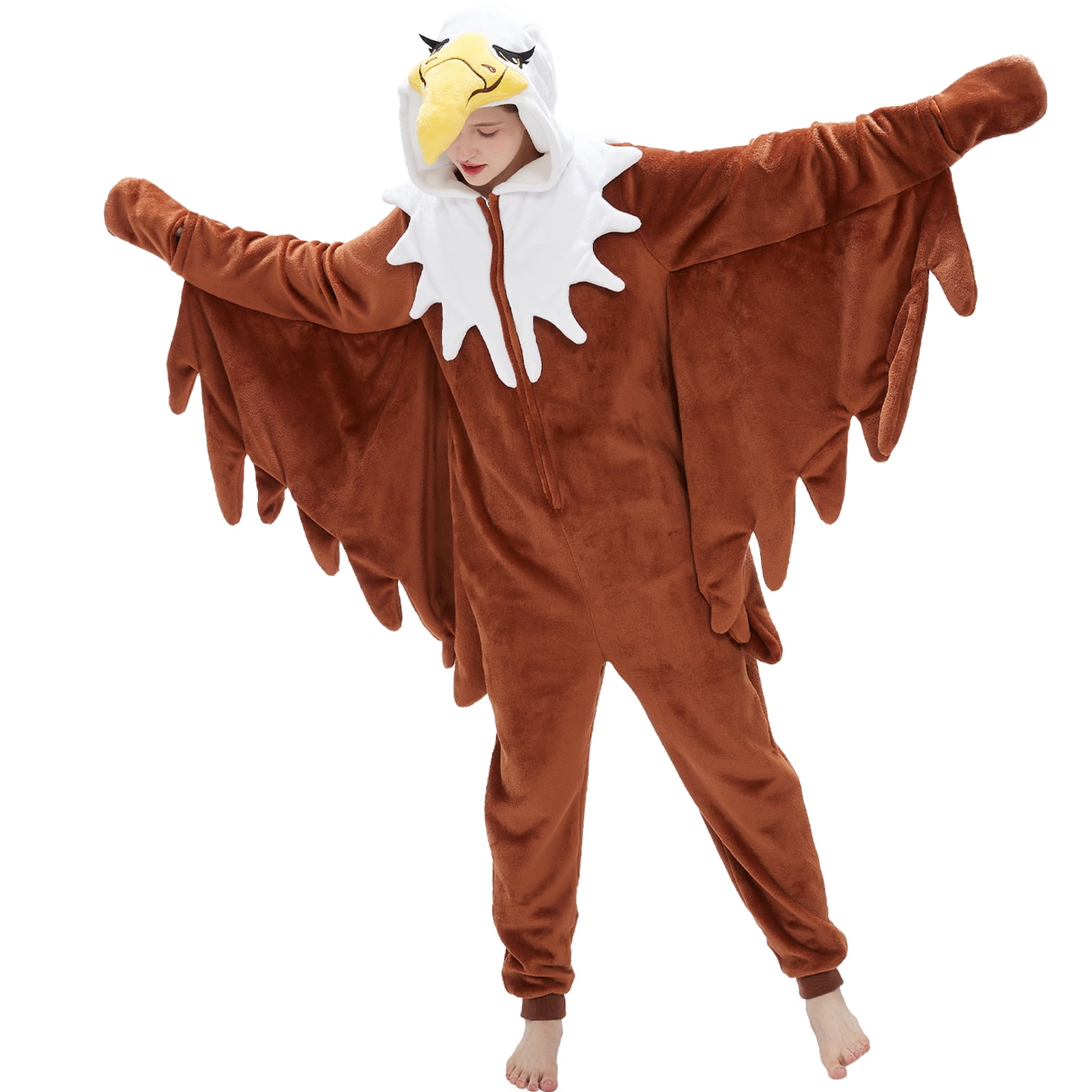 SWEETXIN Adult Halloween One-Piece Pajamas Bald Eagle Cosplay Costume Suit for Women and Men SizeXL