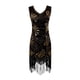 thumbnail image 1 of Vestido de lentejuelas para mujer, ropa de baile con borlas para salón de baile, cha cha, actuación en el escenario Oro negro, 1 of 9