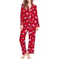 thumbnail image 5 of Women Pajama Sets Casual 2 Piece Valentines Day Print V Neck Long Sleeve Set Women Sleepwear,Red,XXXL, 5 of 5