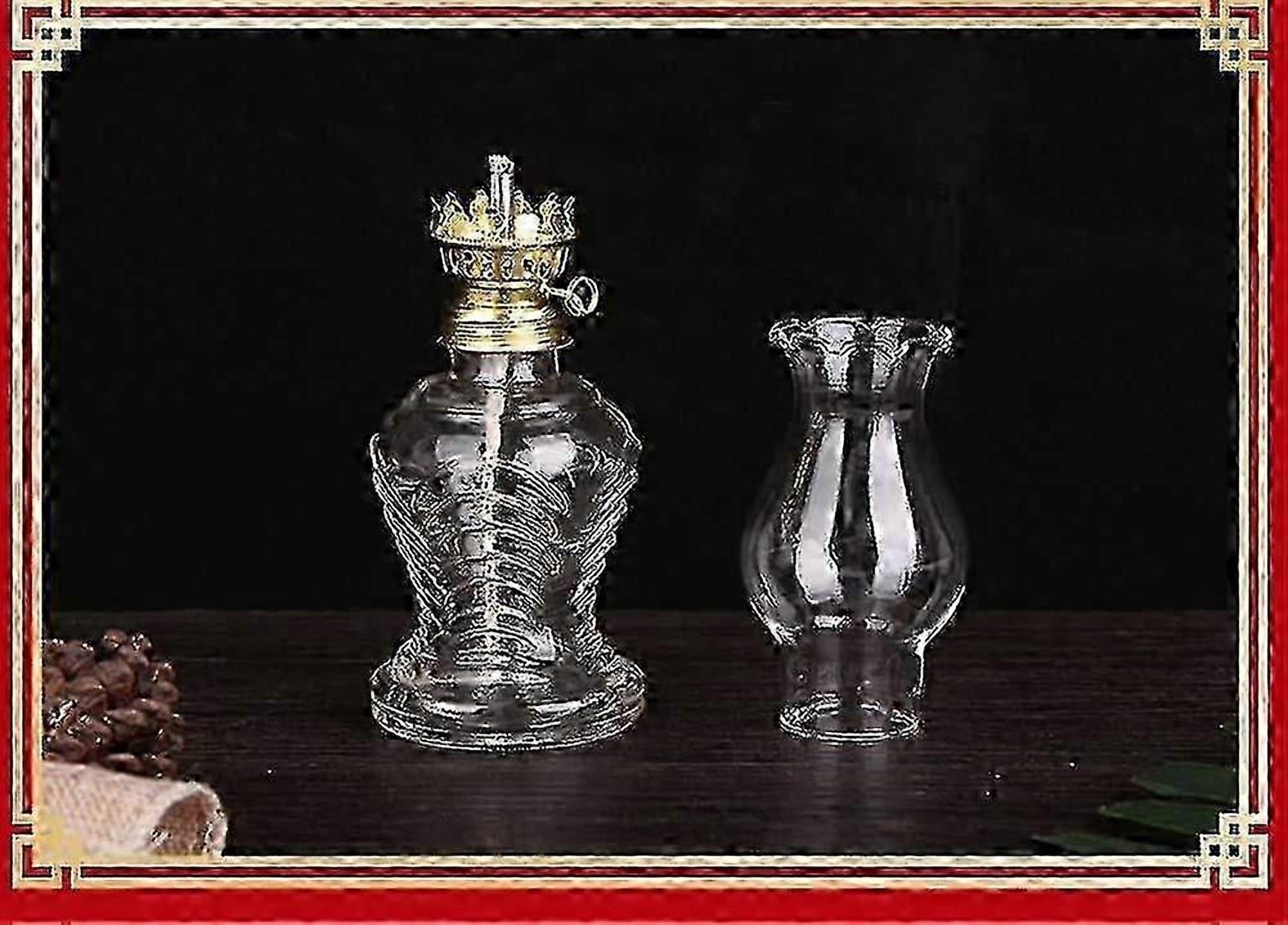 Vintage Oil Lamps For Indoor Use(set Of 2),8 Inch Height Kerosene Lamp With Hurricane Glass