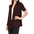 thumbnail image 3 of Women's Short Sleeve Open Front Cardigan Solid Draped Casual Design, 3 of 6