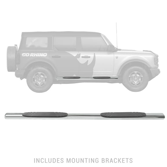 Go Rhino 104412973PS 4" 1000 Series Side Steps With Mounting Bracket Kit For Ford 21-24 Bronco (Sport Utility)