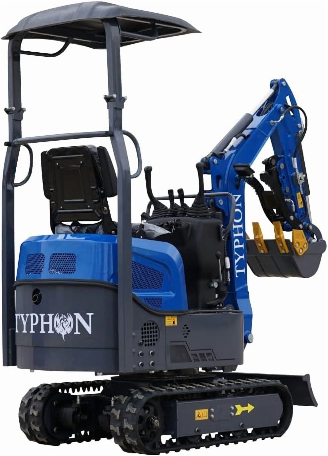 TYPHON Storm Mini Excavator - 1.1 Ton Trench Digger with Boom Swing, Bucket