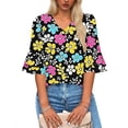 thumbnail image 7 of Wowcloth Women's Fashion Loose Casual V-Neck Short Sleeve T-shirt with Double Flounce Sleeve Design for Everyday Wear, 7 of 7