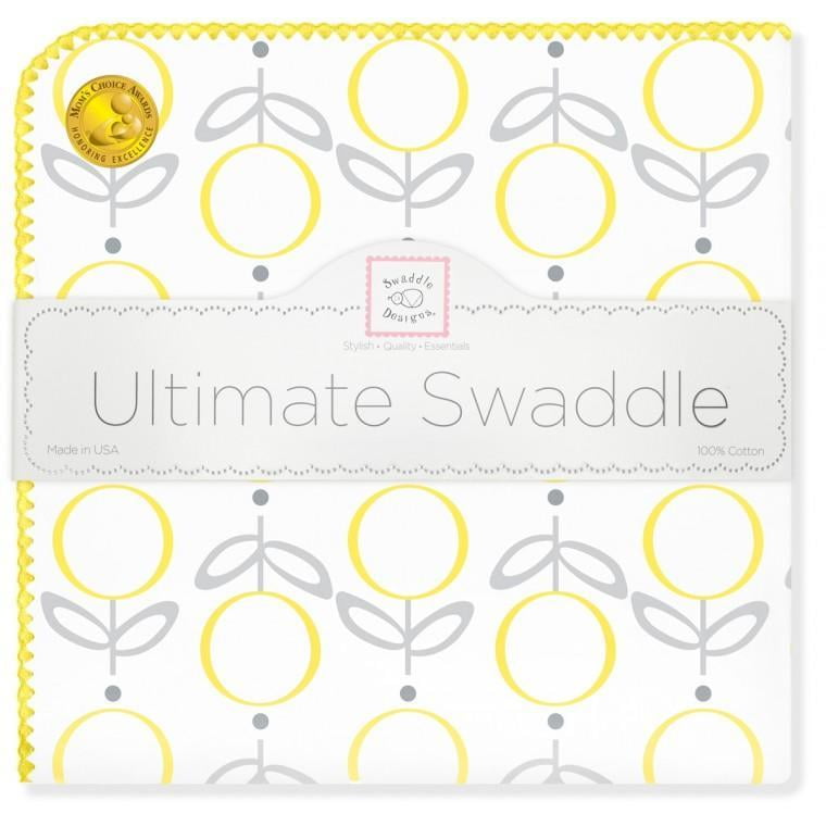 SwaddleDesigns Ultimate Swaddle Baby Blanket Geo Floral, Yellow