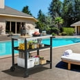 thumbnail image 4 of Portable Outdoor Grill Table with HDPE Legs，Grill Cart with Stainless Steel Top&3-Shelf Storage for BBQ Prep Table，A Long-lasting Dining Cart Suitable for Outdoor&Indoor Use Black, 4 of 7