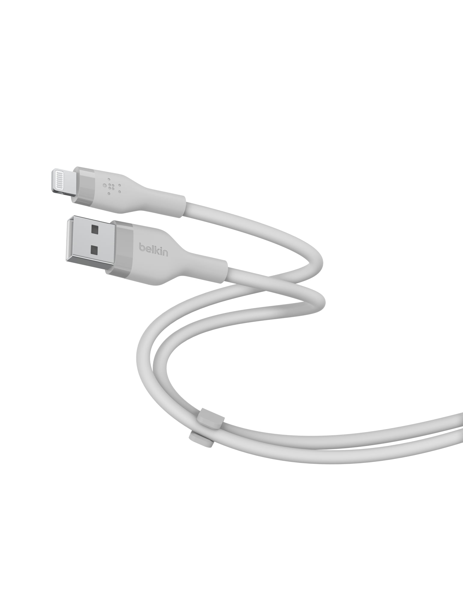 Belkin BOOSTCHARGE Flex Silicone USB Type A to Lightning Cable, Silver 5 ft