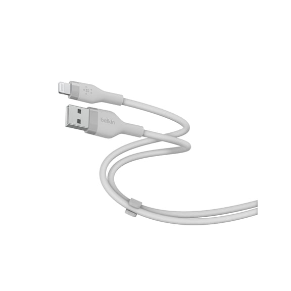 Belkin BoostCharge Flex Silicone Lightning Cable 5ft MFi Certified Apple iPhone Charger USB-A to Lightning Cable iPhone Charger Cable Apple Charger USB Phone Charger Silver