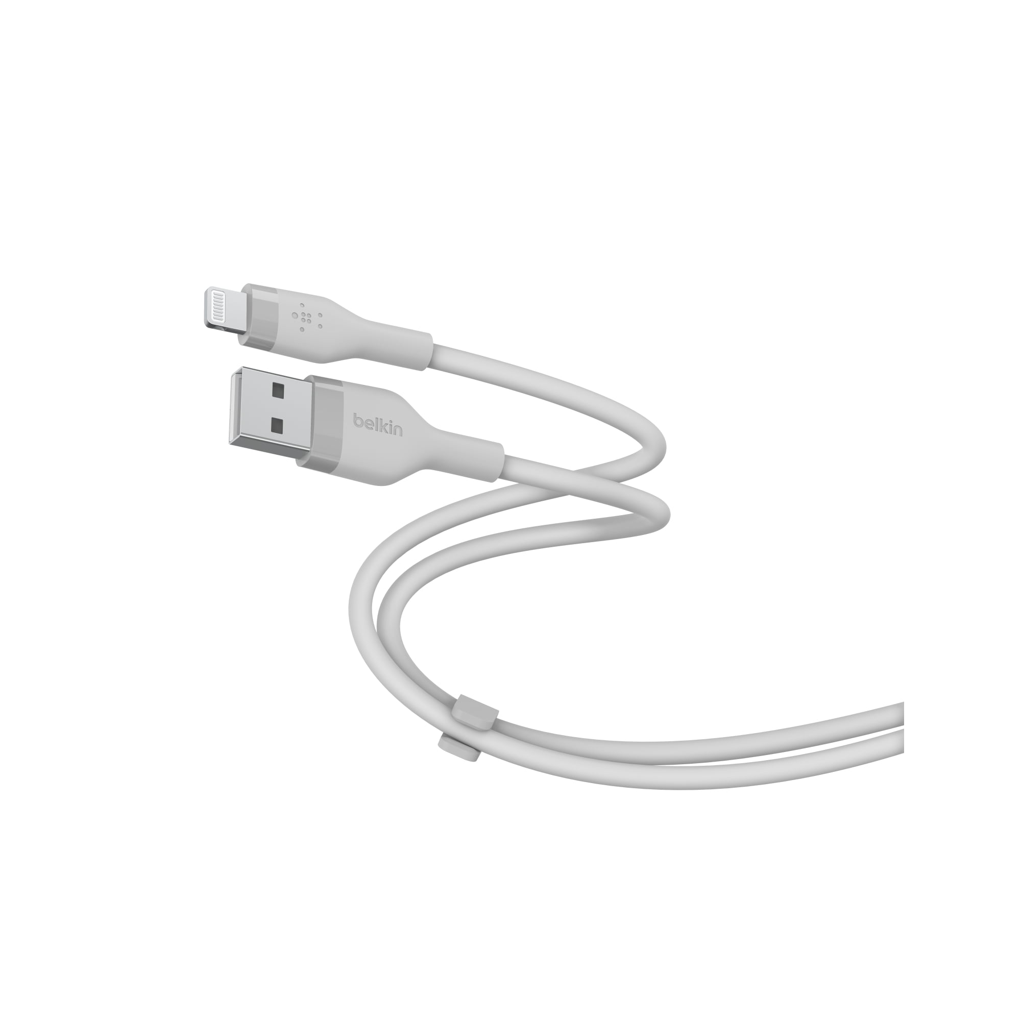 Belkin BoostCharge Flex Silicone Lightning Cable 5ft MFI Certified Apple iPhone Charger USB-A to Lightning Cable - Silver