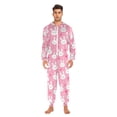 thumbnail image 5 of Adult Onesie Pink Heart Shaped Rabbit Zipper One-Piece Pajamas Unisex with Pockets, 5 of 6