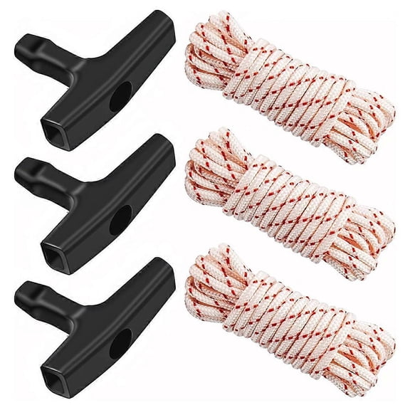 3Pack 10 Ft x 9/64in(3.5mm) Pull Cord Rope with StarterHandle,