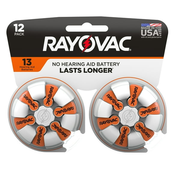 Rayovac Hearing Aid Batteries Size 13, Orange Tab (12 Count)