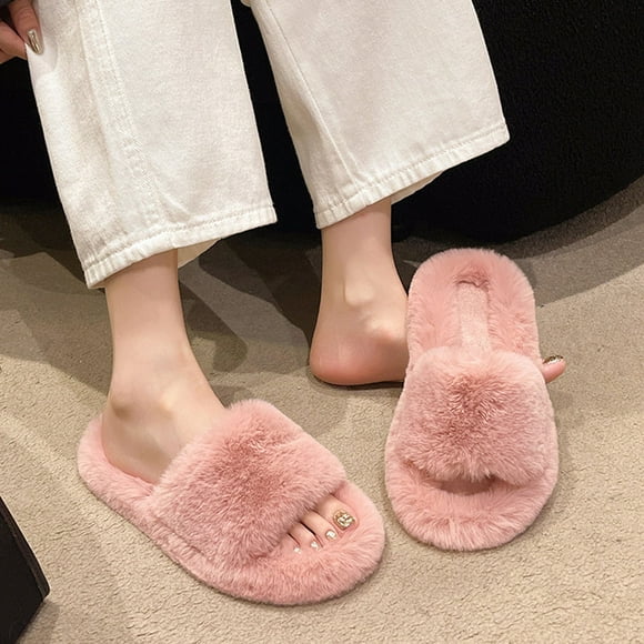 My Order ABPWLY Women's 2023 New Spring Summer Slope Heel Round Toe Slippers Casual Women's Slippers Woolen Shoes Warm Indoor Cotton Slippers