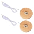 thumbnail image 4 of OULII 2Pcs Light Stand Base Wood Khaki for Warm Atmosphere Lighting, 4 of 8