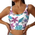 thumbnail image 2 of Picia Hawaiian Style Sports Bra for Women,Padded Strappy Sports Bras Medium Support Yoga Bra with Removable Cups,Running Yoga Bra-Medium, 2 of 9