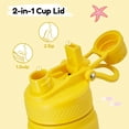 thumbnail image 2 of Hawsaiy 12oz Insulated Kids Water Bottle with Double Drinking Lids, Stainless Steel Water Bottle for School & Outdoor, Yellow Starfish, 2 of 8