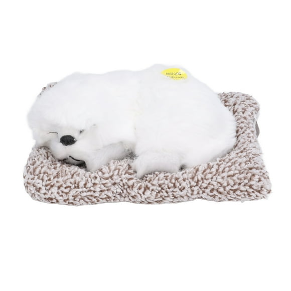 Adorable Sleeping Puppy, Novel Soft Sleeping Dog Cute Button Batteries For Decorations For Gifts For Toys For Children White Pekingese