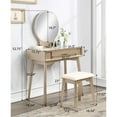 thumbnail image 4 of Maly Contemporary Wood Vanity and Stool Set, Gold, 4 of 6