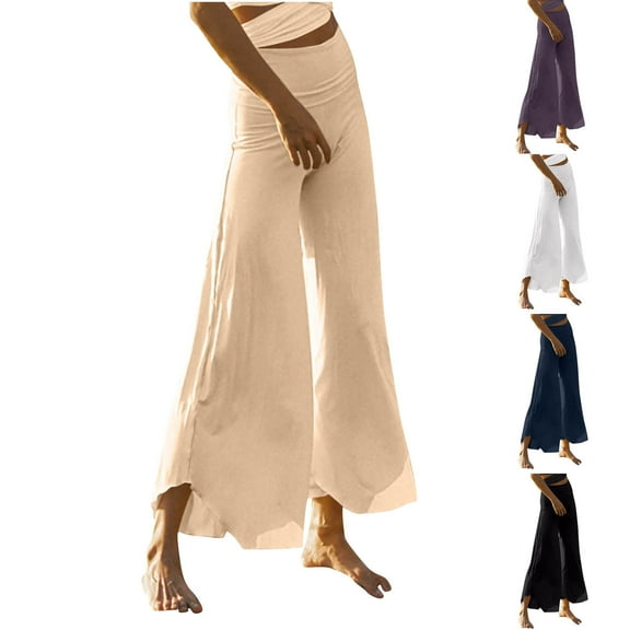 Wlynlyn Womens Yoga Pants Belly Control High Waisted Lounge Pants Comfy Casual Flowy Summer Palazzo Pants